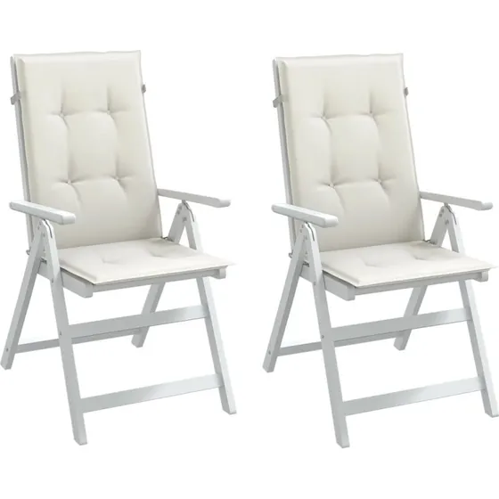 vidaXL stolehynder høj ryg 2 stk 120x50x4 cm creme