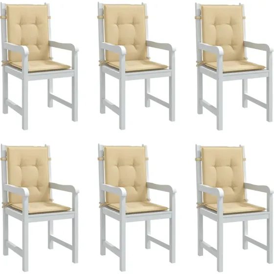 vidaXL stolehynder lav ryg 6 stk 100x50x4 cm stof beige