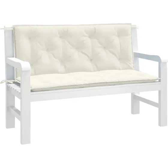 vidaXL hynder til havebnk 2 stk 120x50x7 cm meleret creme