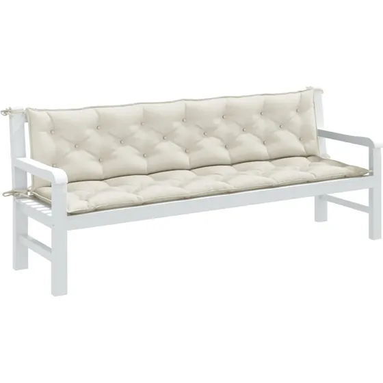 vidaXL hynder til havebnk 2 stk. 200x50x7 cm meleret creme