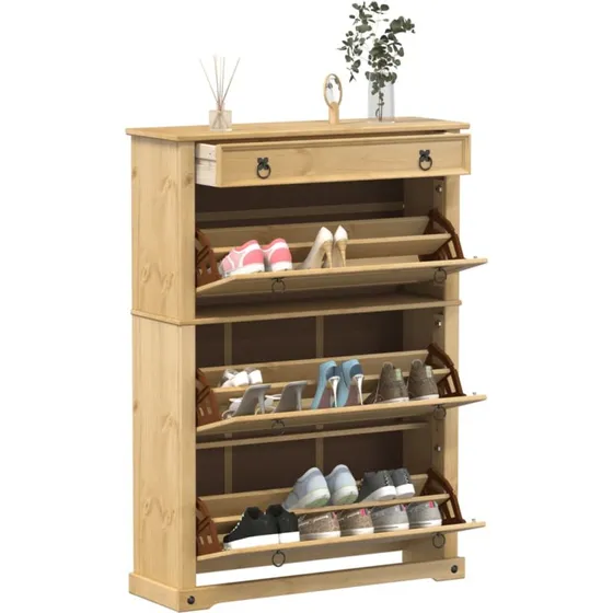 vidaXL skoskab Corona 99x32x138 cm – massivt fyrretræ