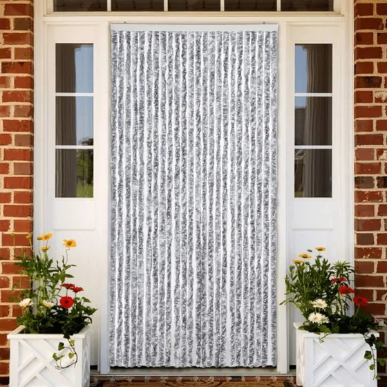 vidaXL flueforhæng 100x200 cm chenille, grå/hvid