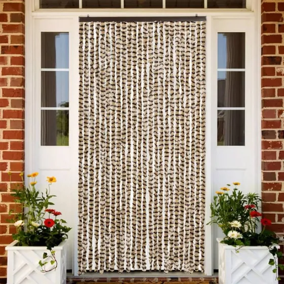 vidaXL flueforhæng 100x230 cm chenille beige/brun