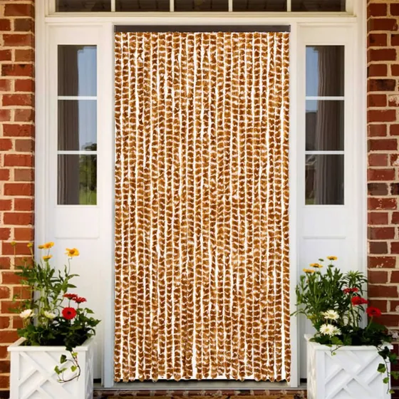 vidaXL flueforhæng 100x230 cm chenille okkergul/hvid