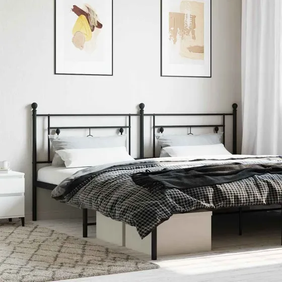 vidaXL sengegavl i metal 193 cm - sort