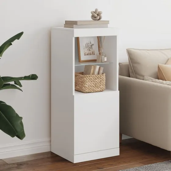 vidaXL skænk med LED-lys 41x37x100 cm, hvid