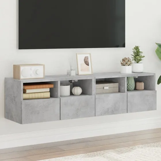 vidaXL væghængte tv-borde 2 stk. 60x30x30 cm konstrueret træ, betongrå