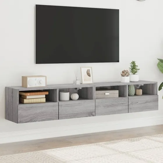 vidaXL væghængte tv-borde 2 stk. 80x30x30 cm, grå sonoma