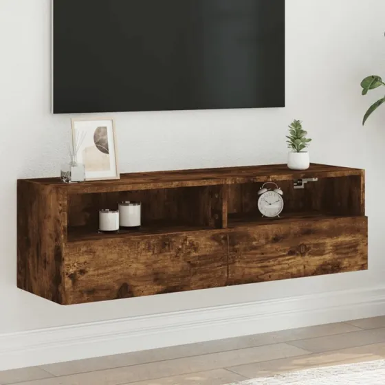 vidaXL væghængt tv-bord 100x30x30 cm røget egetræ