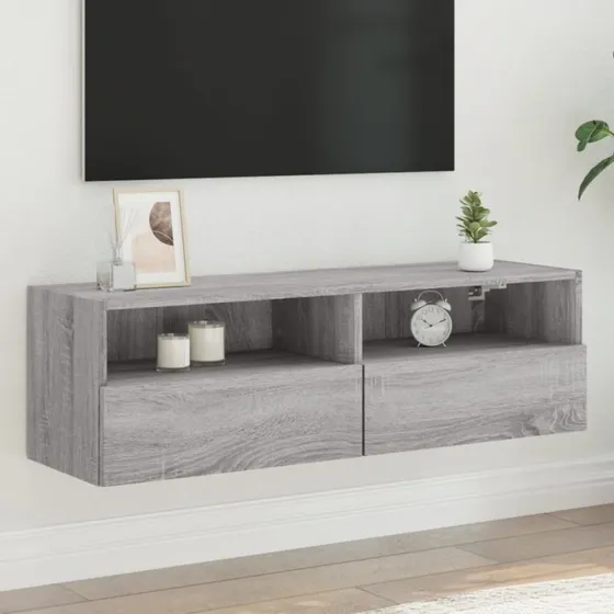 vidaXL væghængt tv-bord 100x30x30 cm grå sonoma-eg
