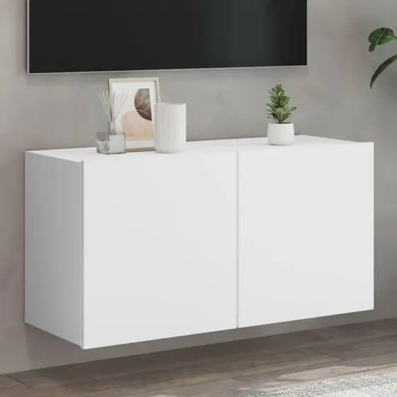Væghængt tv-bord 80x30x41 cm – hvid