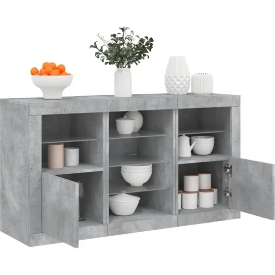 vidaXL skænk LED 123x37x67 cm – betongrå