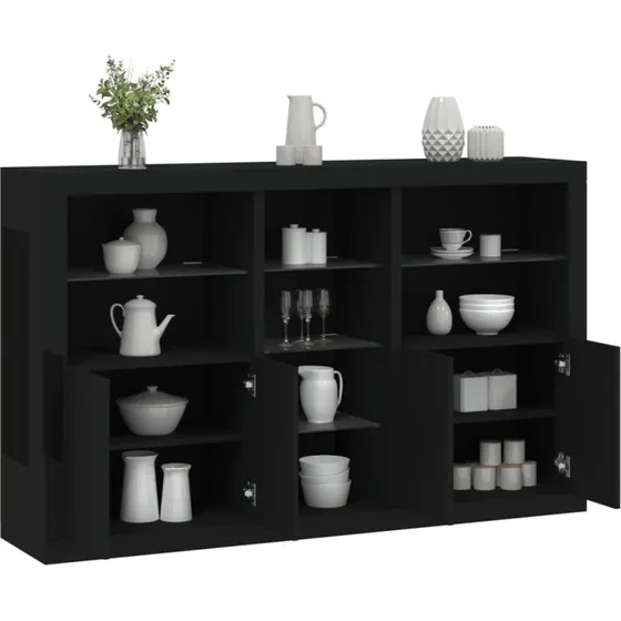 vidaXL skænk med LED-lys 162x37x100 cm, sort