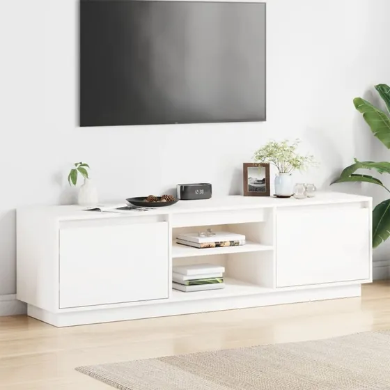 vidaXL TV-bord 140x35x40 cm i massivt fyrretræ, hvid