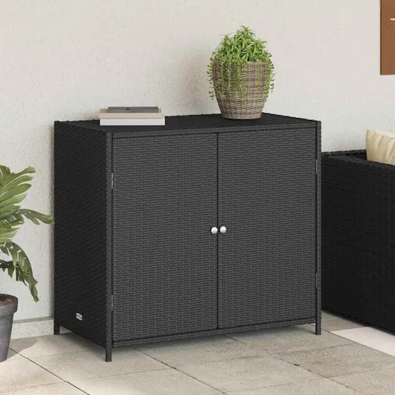 vidaXL opbevaringsskab til haven 83x45x76 cm polyrattan sort