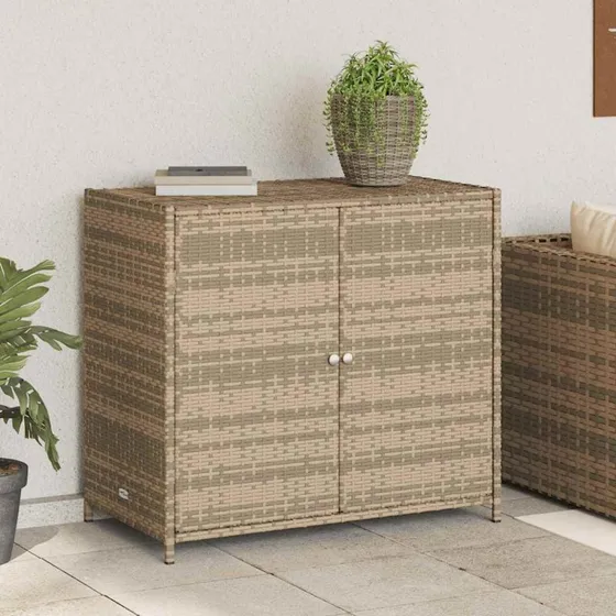 vidaXL opbevaringsskab i polyrattan 83x45x76 cm beige