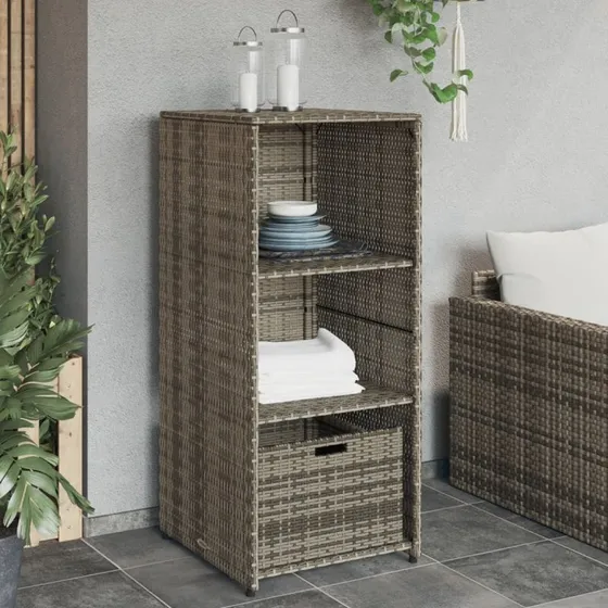 vidaXL opbevaringsskab til haven 50x55x115 cm polyrattan grå