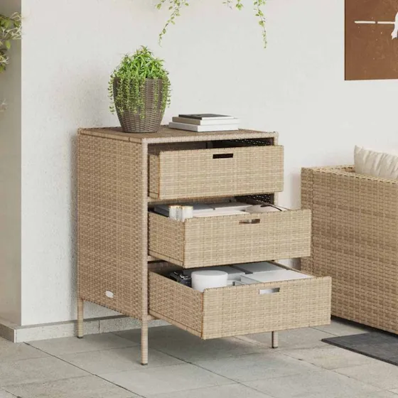 vidaXL opbevaringsskab i polyrattan 55x59x80 cm – beige