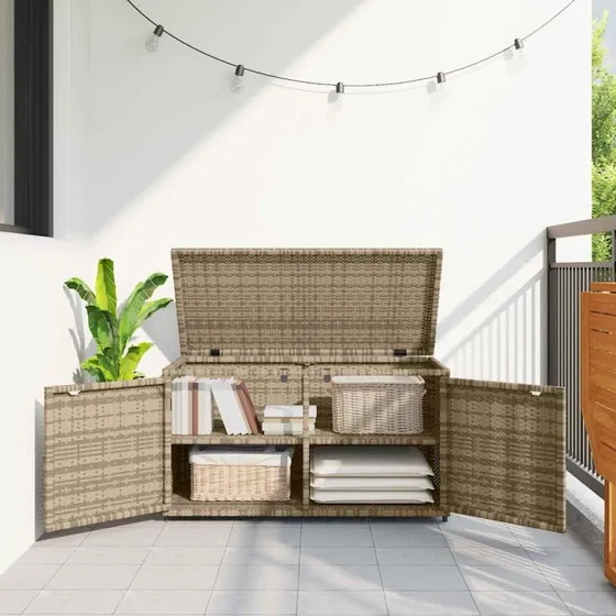 vidaXL opbevaringsskab til haven 110x55x60,5 cm polyrattan beige