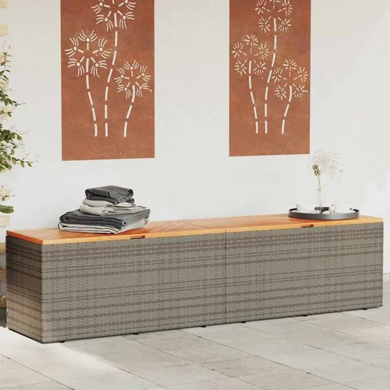 vidaXL opbevaringsboks 220x50x54 cm polyrattan akacietr/gr