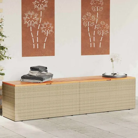 vidaXL opbevaringsboks 220x50x54 cm polyrattan akacie beige
