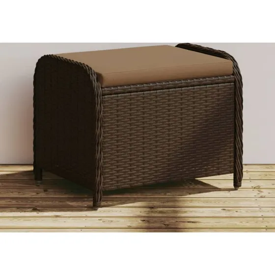 vidaXL haveskammel med hynde 58x46x46 cm polyrattan brun