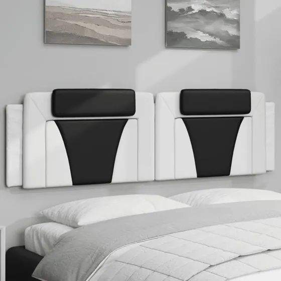 vidaXL Gavlpude Viana 180 cm kunstlæder hvid/sort