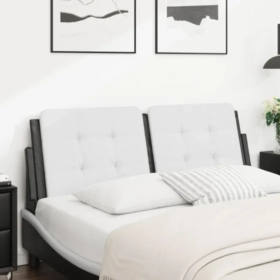 vidaXL Gavlpude Zadar 120 cm kunstlæder hvid/sort