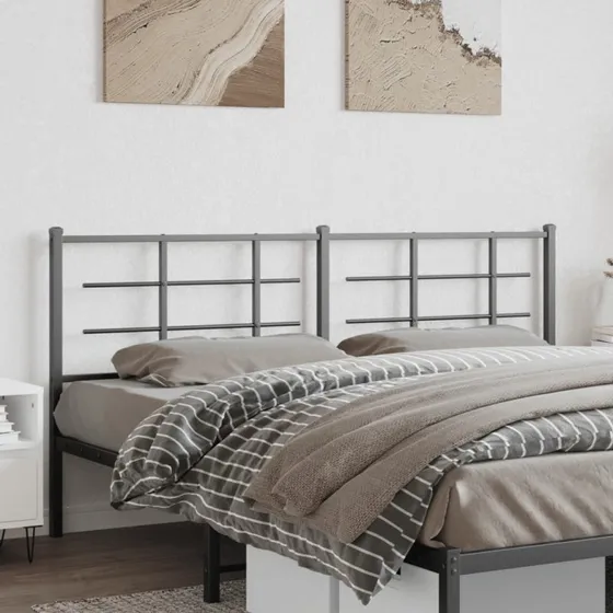 vidaXL sengegavl 193 cm metal sort
