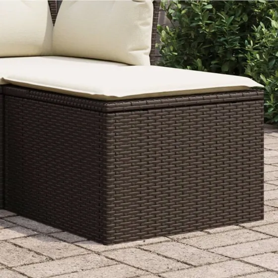 vidaXL haveskammel med hynde 55x55x37 cm polyrattan brun