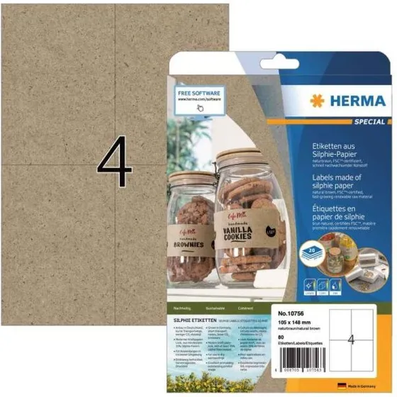 Herma Silphie Etiketter 105x148 mm Kraftpapir - 80 stk