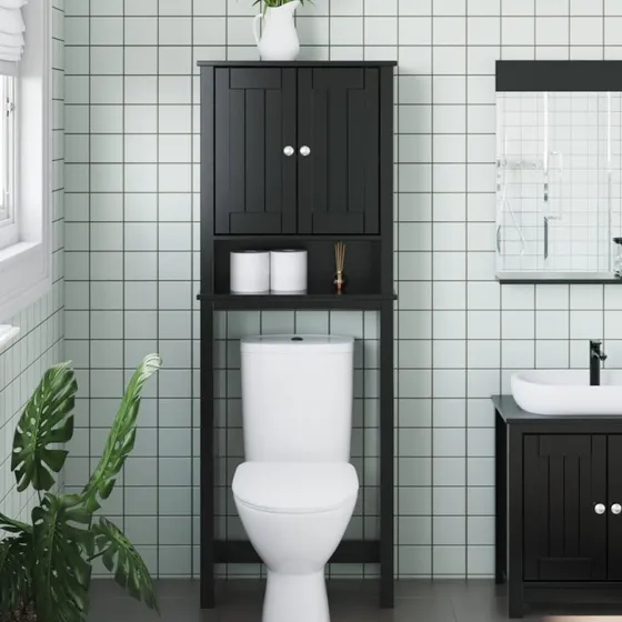 vidaXL BERG opbevaringsskab til toilet 60x27x164,5 cm sort