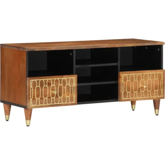 vidaXL TV-bord 100x33x46 cm massivt mangotræ, honningfarvet