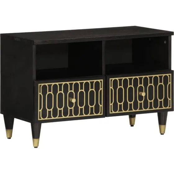 vidaXL TV-bord 70x33x46 cm massivt mangotræ, sort