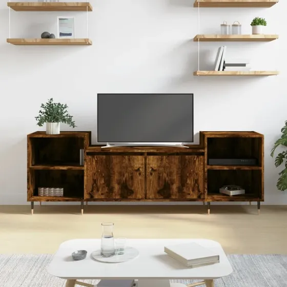 vidaXL TV-bord 160x35x55 cm, konstrueret træ – røget egetræsfarve