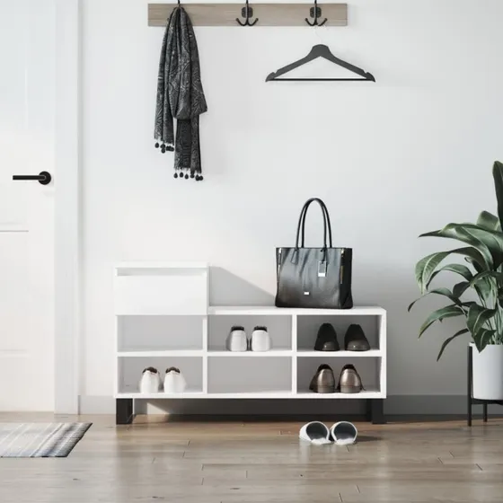 vidaXL skoreol 102x36x60 cm hvid konstrueret træ