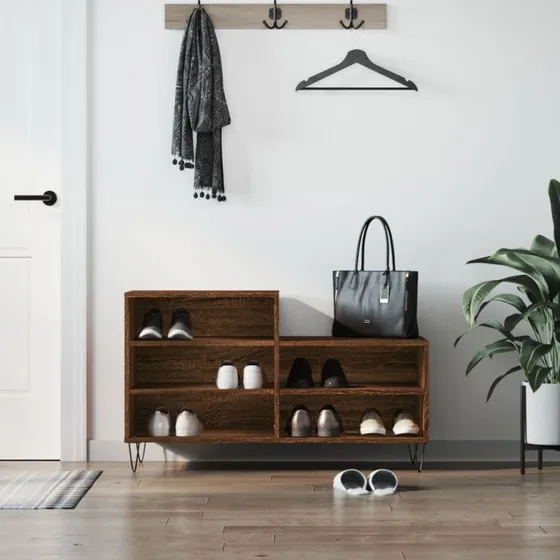 vidaXL skoskab 102x36x60 cm konstrueret træ brun egetræ