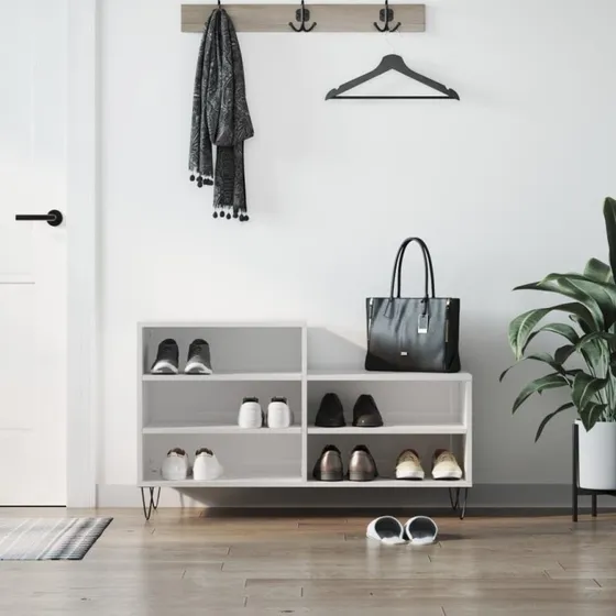 vidaXL skoreol 102x36x60 cm i hvid højglans