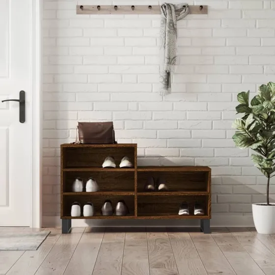 vidaXL skoskab 102x36x60 cm konstrueret træ, brun egetræ