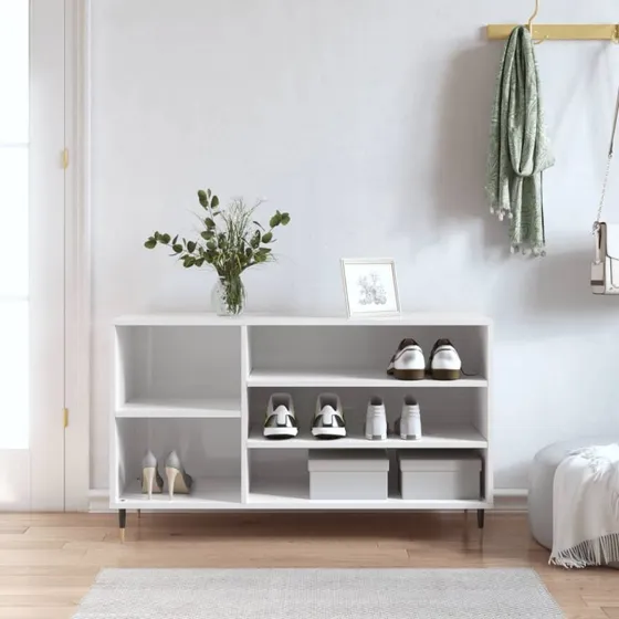 vidaXL skoreol 102x36x60 cm hvid højglans