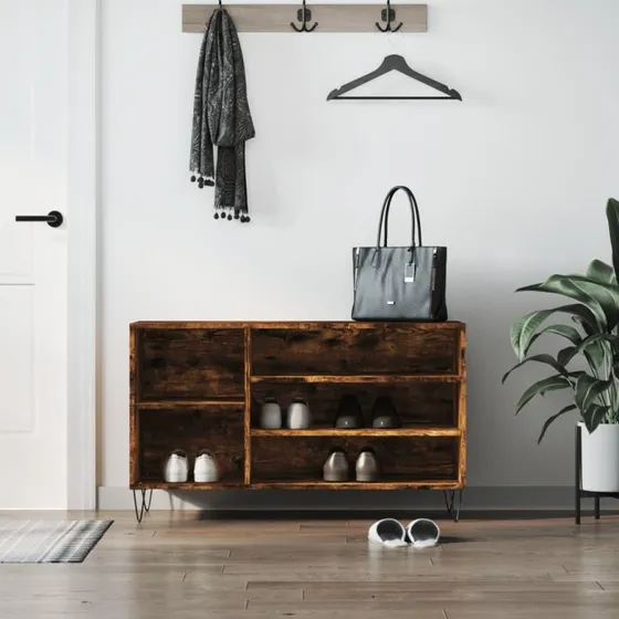 Skoskab 102x36x60 cm – konstrueret træ, røget eg