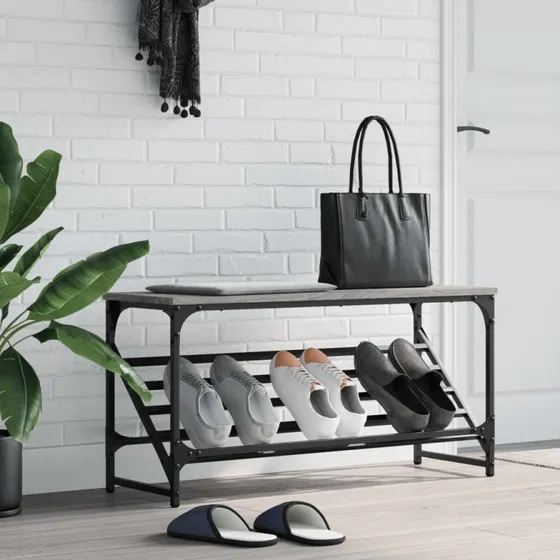 vidaXL skoreol 90x30x45 cm grå Sonoma-eg