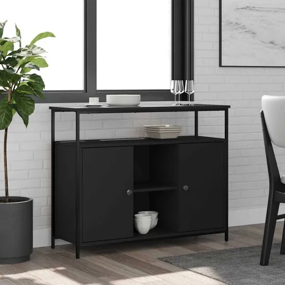 vidaXL Skænk 100x35x80 cm – Konstrueret træ, Sort
