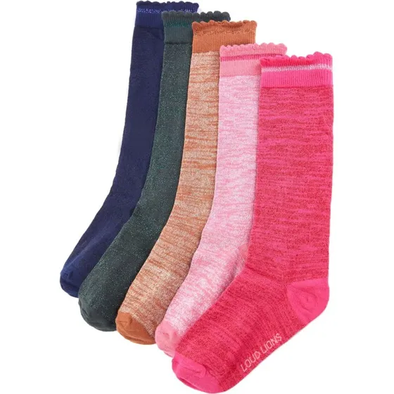 Brnestrmper 5 par str. 26-29, farvemix med flsekant