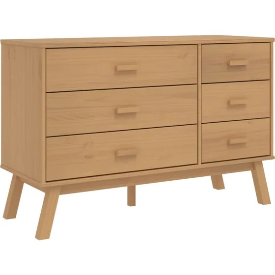 vidaXL kommode OLDEN massivt fyrretr brun