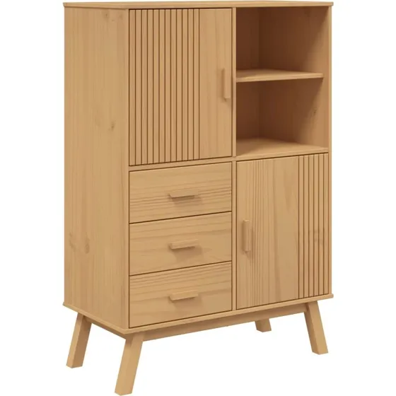 vidaXL skab OLDEN 85x43x125 cm massivt fyrretr brun