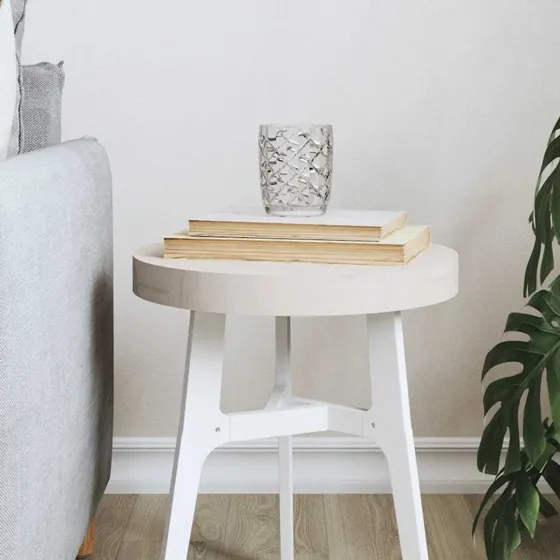 vidaXL Bordplade rund Ø30x3 cm massivt fyrretræ hvid