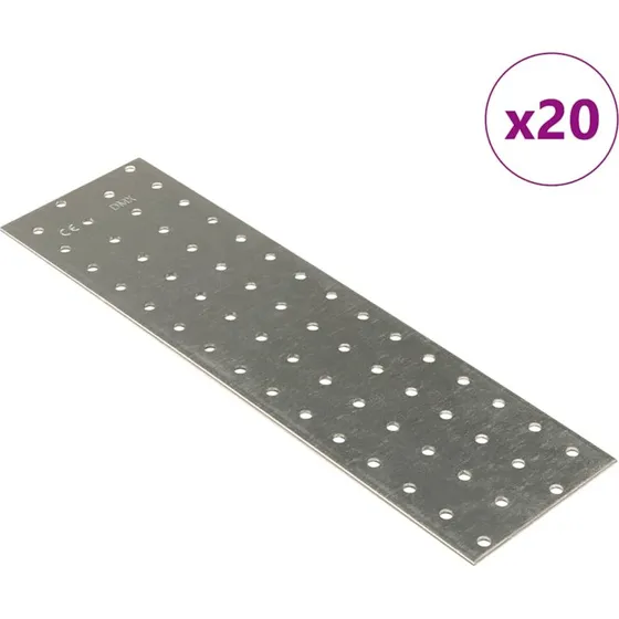 vidaXL perforerede plader 20 stk. 2 mm 300x80 mm galvaniseret stl