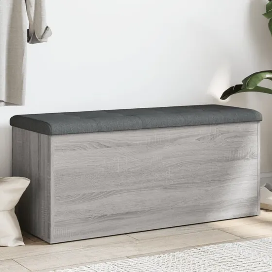 vidaXL opbevaringsbænk 102x42x45 cm konstrueret træ, grå Sonoma-eg