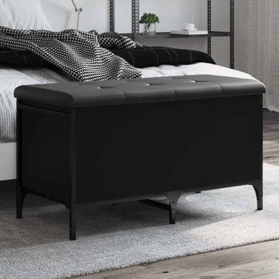 vidaXL opbevaringsbænk 82x42x45 cm konstrueret træ sort